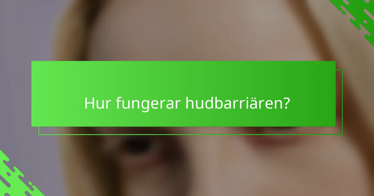 Hur fungerar hudbarriären?